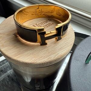 Hermes Gold and Black Jewelry Bracelet